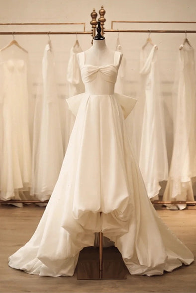 Ivory Simple High Low Wedding Dress