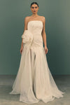 Organza Ivory Ruffled Floral Wedding Bride Dress