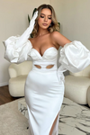 White Long Prom Dress With Sleeves