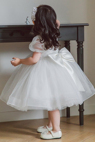 White Organza Ball Gown Flower Girl Dress