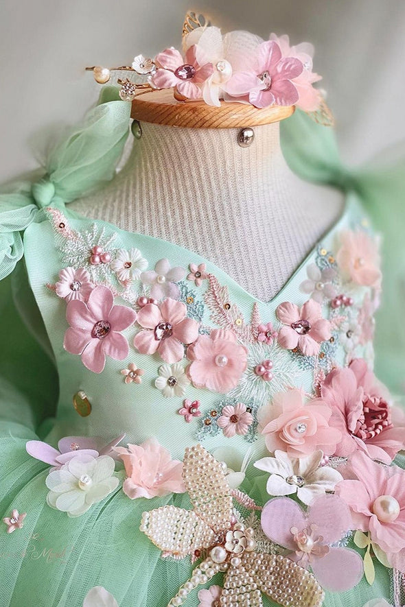 Light Green Lolita Pretty Girl Dress With Flower