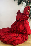 Red Wedding Cape Taffeta Puffy Fashion Cloak For Lady