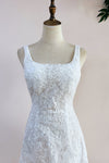 Short Lace Dresses With Detachable Satin Tail 2 in 1 Bridal Grown