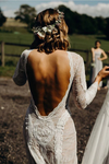 Scoop Neckline Long Sleeves Lace Bohemian Wedding Dresses TB1445