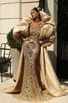 Champagne Taffeta Evening Jacket With Puffy Sleeves ZJ260