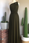 Olive Green Bridesmaid Dress Convertible Gown