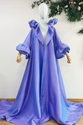 Lavender Taffeta Evening Coat With Flare Sleeves