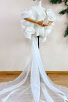 Romantic Organza Satin Wedding Cape With Long Train DJ406