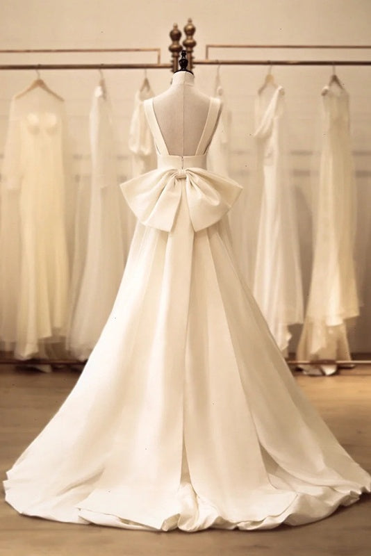 Ivory Simple High Low Wedding Dress