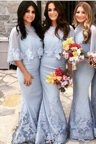 Long Mermaid Bridesmaid Dress With Wrap