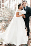 A-Line White Wedding Dress With Sleeveless