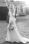 A-Line Long Sleeves Satin Wedding Dresses with V Neck