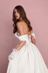 Short Front Long Back Satin Wedding Gown Off The Shoulder Straps