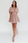 V Neck Flare Short Sleeves Party Dress With Sash