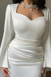 Mermaid Wedding Dresses Long Sleeve Beadings Bride Dress