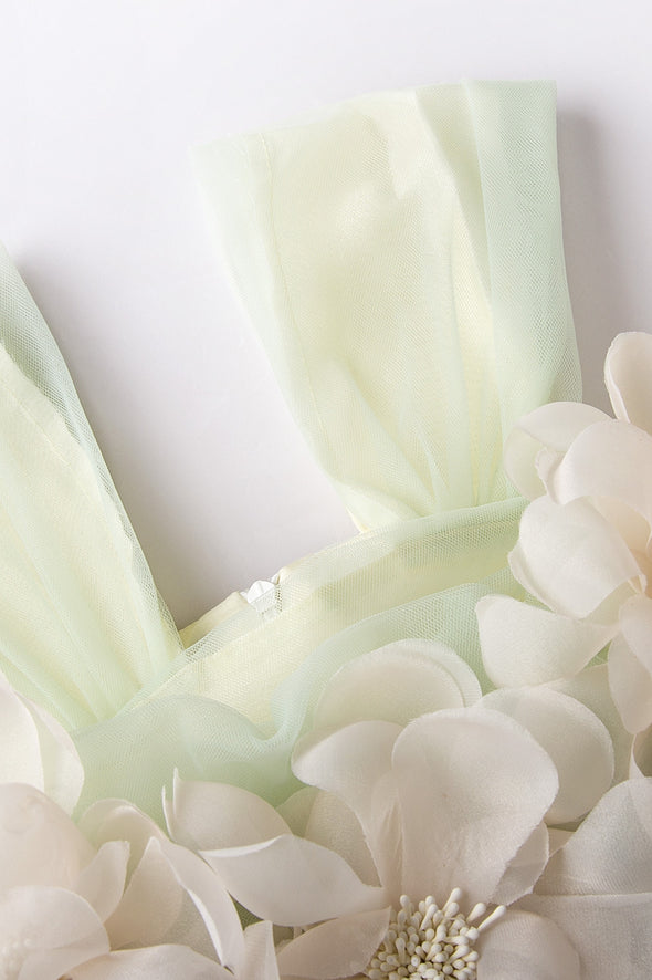 Light Green Tulle Flower Girl Dress With Flowers