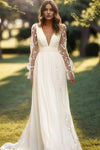 Bohemian Wedding Dress A Line Full Sleeves