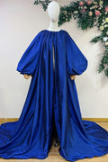 Long Puffy Blue Wedding Evening Cape Full Sleeves