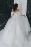 3D FlowerWedding Dresses with Detachable Sleeves