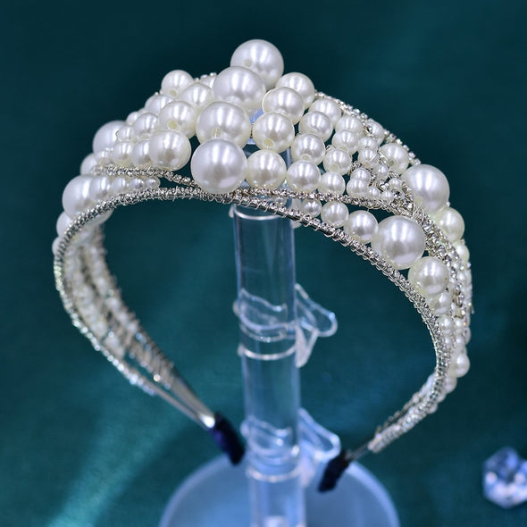 Stage Show Pearl Rhinestone Wide Edge Headband Hair Accessories