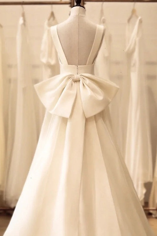 Ivory Simple High Low Wedding Dress