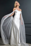 Dot Tulle Long Wedding Cape Sheer Elegant Detachable Train DJ312