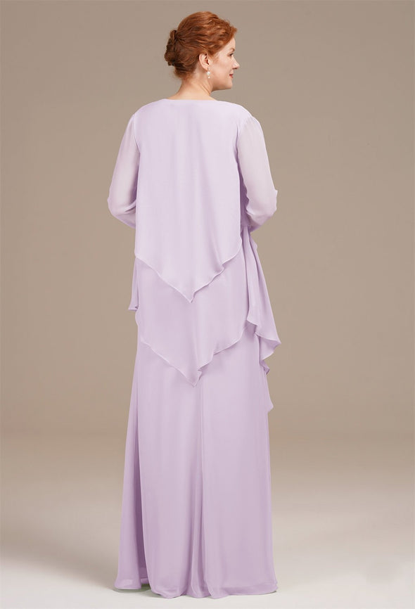 Lavender Long Elegant Chiffon Mother Of The Bride Dress