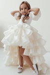 Short Front Long Back Sweety Flower Girl Dress