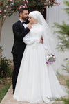 Elegant Lace Chiffon Muslim Wedding Dress