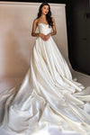 Elegant A Line Sweetheart  Long Bridal Dress With Chapel Train