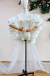 Romantic Organza Satin Wedding Cape With Long Train DJ406