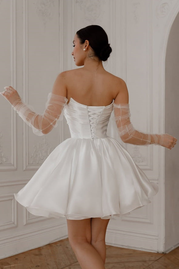 Short Wedding Dress With Detachable Sleeves