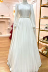 Muslim High Collar Ivory A-line Wedding Dresses