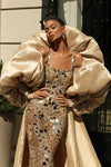 Champagne Taffeta Evening Jacket With Puffy Sleeves ZJ260