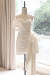 Taffeta Short Mini Pleats Wedding Dress