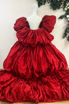 Red Wedding Cape Taffeta Puffy Fashion Cloak For Lady