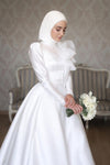 High Neck Satin Wedding Gown Simple Bride Dress