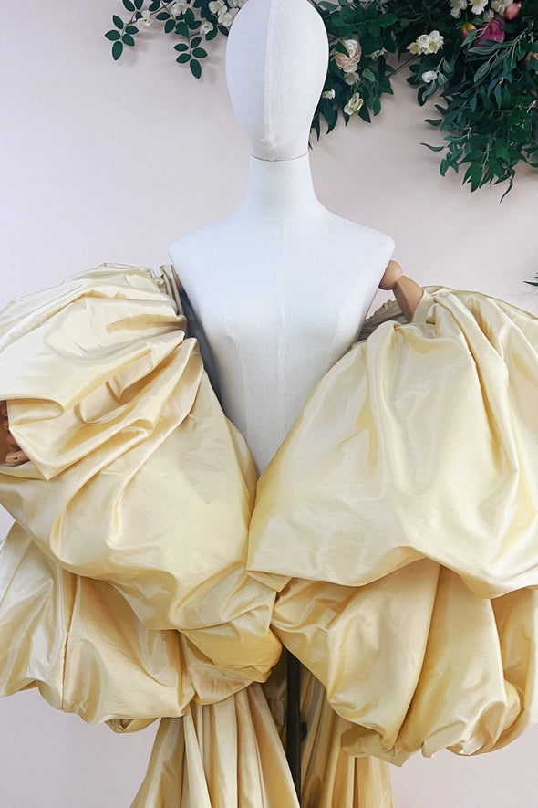 Champagne Long Taffeta Cape PuffySleeves