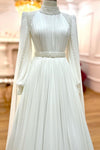 Muslim High Collar Ivory A-line Wedding Dresses