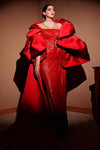 Romantic Long Satin Evening Cape Cloudy Puffy Sleeves