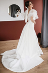 V Neck Mermaid Long Wedding Dress With Detachable Train