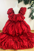 Red Wedding Cape Taffeta Puffy Fashion Cloak For Lady