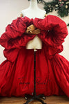 Red Wedding Cape Taffeta Puffy Fashion Cloak For Lady