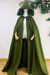 Army Green Winter Hood Cape Women Cloak Long Wedding Evening Wrap