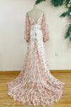 Printed Floral Chiffon Boho Wedding Dress