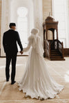 A Line Wedding Dress Full Sleeves Romantic Muslim Wedding Gown