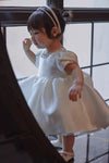 Pretty Satin Ball Gown Flower Girl Dress With Bow Back