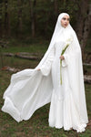 Simple Long Muslim Wedding Dress Mermaid Bridal Gown