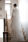 Modest Full Sleeves Wedding Dresses Sheath Simple Satin Bridal Gown