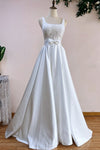 Short Lace Dresses With Detachable Satin Tail 2 in 1 Bridal Grown